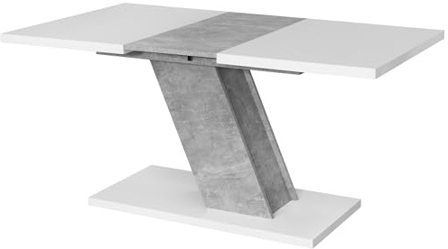 Vladon Esstisch Wohnzimmertisch Kross ausziehbar 120-160 x 75 x 80 cm, Made in Germany, in den Farben Weiß matt und Beton Oxid Optik