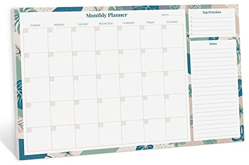 Rileys Monatsplaner - 52 Blatt - 42 x 29 cm - Undatiert - Monatskalender für perfekte Übersicht - Geeignet für Familien, Berufstätige, Studenten, Kinder (Florales Design)