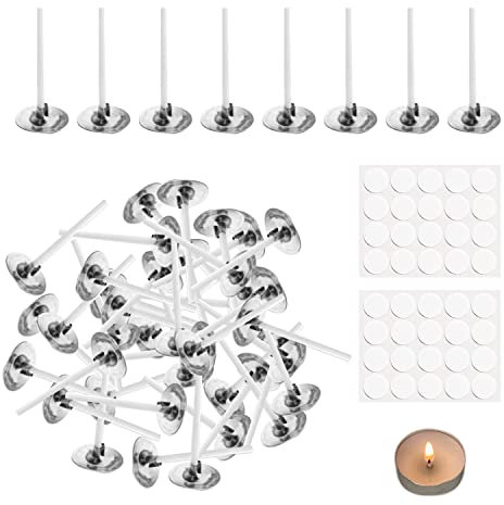 500 Stück Kerzendochte (26 mm) und 40 Stück Dochtaufkleber, Dochte, Kerzendochte aus natürlicher Baumwolle, DIY-Kerzensets zur Herstellung von Kerzen und Basteln