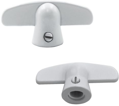 Follde 3/8 Spline Size T-Crank Window Handle Replacement for Pella Casement Window Crank (White * 2 Pcs)