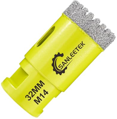 Punte per Trapano Diamantate 32mm - Seghettato Fresa Diamantata per Ceramica Porcellana Marmo Granito M14 Filettatura SANLEETEK
