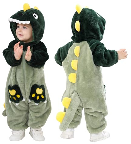 Doladola Baby sparkdräkt djur dalmatiner onesies småbarn sparkdräkt nyfödd bebis outfit(2-3 år,Grön dino)
