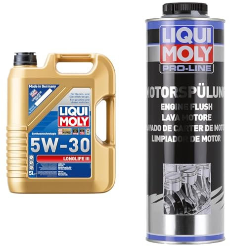 LIQUI MOLY Longlife III 5W-30 | 5 L | Synthesetechnologie Motoröl | Art.-Nr.: 20647 & Pro-Line Motorspülung | 1 L | Öladditiv | Art.-Nr.: 2425