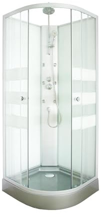 ONDEE - Cabina doccia idromassaggio AMELIA - Porta scorrevole - Grigio - Quadrante da 90cm