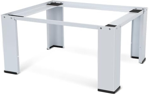Metall Untergestell für Waschmaschinen Trockner | 64 x 54.5 x 32 cm(LXBXH) | bis 150 kg | inkl. Rutschfesten Pads, Stahl Sockel Gestell Podest Erhöhung für Kühlschrank, Weiß