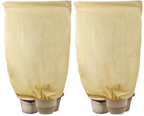 DEWUR Lot de 2 sacs en toile de jute pour palmiers, tomates, citronniers, lauriers roses, chanvre, 80 g/m², protection hivernale (120 x 180 cm)