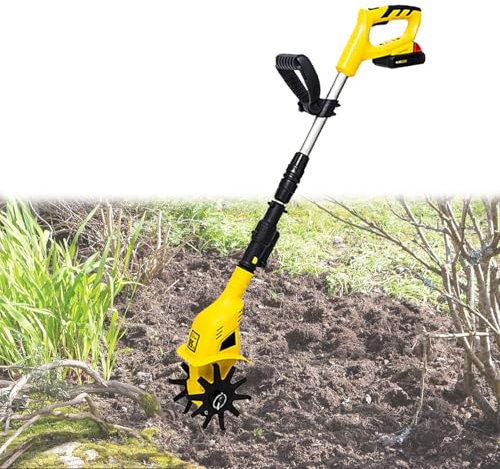 Kindevieft Motozappa A Batteria da 20 V, Motozappa Elettrica da Giardino 250 Giri/Min, Motozappa da Giardino per Coltivazione di Prato/Giardinaggio/Terreno, Larghezza di Lavorazione 4 Pollici