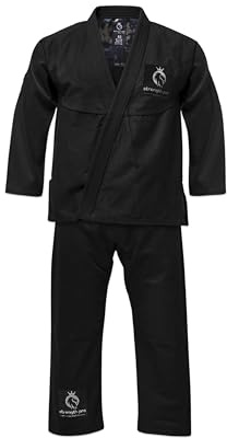 Strength Pro Uniforme brasileño de Jiu Jitsu y artes marciales, ligero preencogido para niños, gi de entrenamiento, Negro -, M2