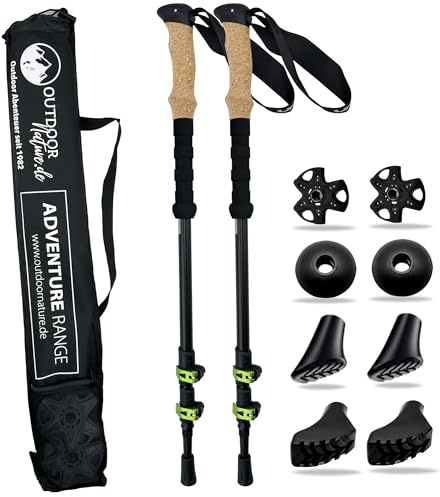 Bastoni da trekking telescopici in alluminio con manico in sughero, leggeri da nordic walking da donna e da uomo, per sci ed escursionismo, bastoncini da trekking telescopici per sport in montagna