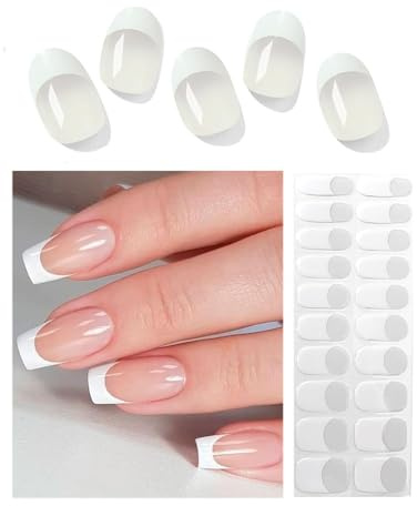 Wahrshei Unghie Gel Adesive UV | T French Tips Smalto Adesivo Gel UV | 20 PCS Pellicola per Unghie Autoadesiva | Adesivi per unghie in gel, Impacchi di Smalto Gel per Unghie