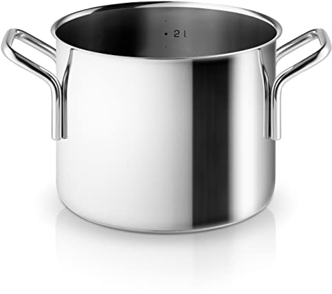 Eva Trio - Olla de acero inoxidable (2,2 l, 16 cm), perfecta para tareas medianas como cocinar pasta y arroz o preparar salsas y pequeñas porciones de sopa, acero pulido