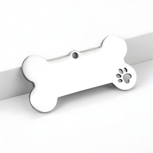 2 targhette identificative per animali domestici a forma di osso bianco, con incisione fai da te per cani e gatti