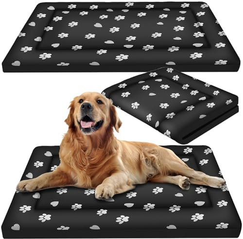 Purlov Hundematratze XXL für mittelgroße große Hunde 100x70 cm Wasserabweisend Thermoregulierend Schaumstofffüllung Abnehmbarer Bezug Waschbar Schwarz 24862