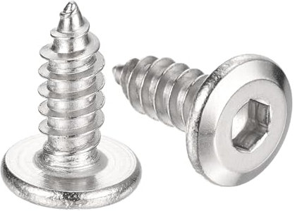 sourcing map Viti M6 x 16 mm (100 pezzi) a testa piatta e rotonda, viti autofilettanti in acciaio inox, viti autofilettanti a filettatura completa, viti a testa esagonale per mobili in legno