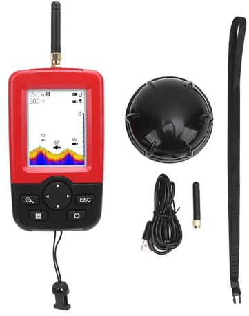 Tragbarer Fischfinder, 2,8-Zoll-HD-Display 2,4 G Drahtloser Fischfinder Sonarsensor 2-148 Fuß Wassertiefe Locator für Eisfischereifischerei