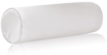 Satin Cylinder Pillowcase | Silk-Like Roll Bolster Pillow Cover with Hidden Zipper | Neck Roll Covers for Hair & Skin Friendly（ White16 x 6 ）