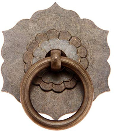 Trohollis Llamador Puerta,Llamador Puerta Exterior 35mm Muebles Antiguos De Cobre Accesorios De Puerta De La Vendimia Tirador De Knock Anillo Clásico De La Manija del Hexágono del Golpeador(A)