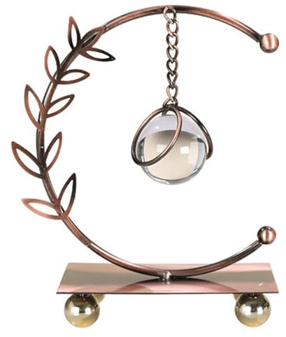 Whltzf Cadena Colgantes Decorativas Esfera con Hojas Metal Soporte para Hogar Y Oficina Estantes Adornamiento Decorativo Arte Hierro