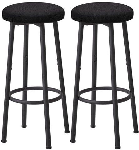 YMYNY Taburetes Altos de Cocina, 67 cm Taburete Cocina Alto, Negro Taburetes de Bar con Pata de Metal, Silla Alta para Isla Cocina, HBS515B