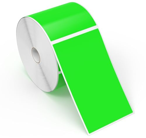 Meitaat 500 st. klistermärken fluorescerande gröna självhäftande etiketter flyttbara självhäftande etiketter 12,7 × 7,6 cm rektangulär klistermärke rulle
