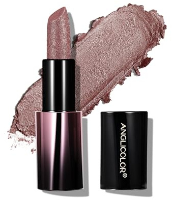 Anglicolor Rouge à Lèvres Nude Métallique,Formule Crémeuse Hydratant Pour Des LèVres Douces Et Pulpeuses,Rouge A Levre Rose Pailleté,InfuséE En Vitamine E (02 PEARLIZED ROSEWOOD)