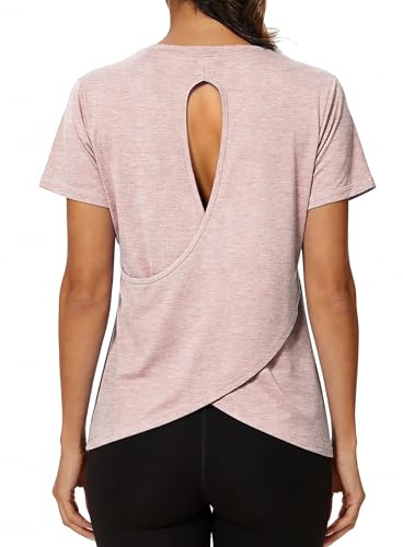 Wayleb Camiseta Deporte Mujer Ligera y Transpirable | Cuello Redondo Clásico, Tejido Transpirable, Secado Rápido, Ajuste Flexible, Para Yoga, Running, Fitness y Gimnasio