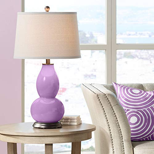 Color + Plus Double Gourd 29 1/2 White Shade African Violet Purple Lamp