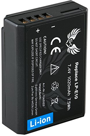 SK Akku Canon LP-E10 | 1020mAh | für Canon EOS 1100D 1200D 1300D 2000D 4000D / Rebel T3 T5 T6 / Kiss X50 X70