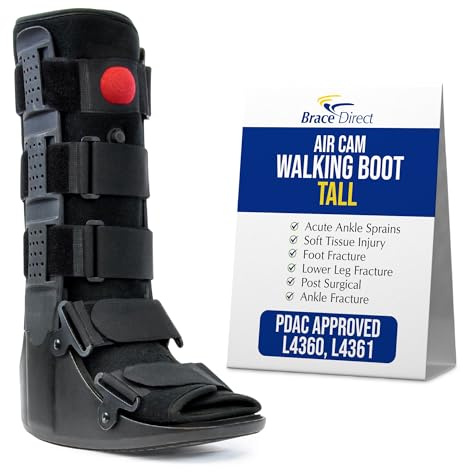 Brace Align Air CAM Walker Fracture Boot – Tall Orthopedic Recovery Boot for Ankle Sprains, Metatarsal Fractures & Soft-Tissue Injuries with Custom Air Pump (Size L Men’s 11.5–13.5 / Women’s 13–14)