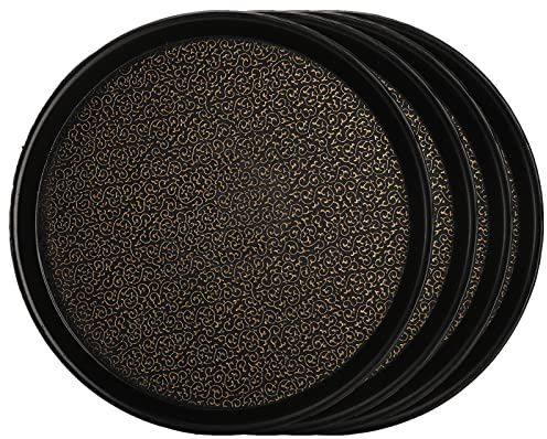 Frcctre 4 Pack 12 Inch Plastic Serving Tray, Round Non-Slip Restaurant Serving Trays Cafeteria Food Service Tray for Home, Party, Events