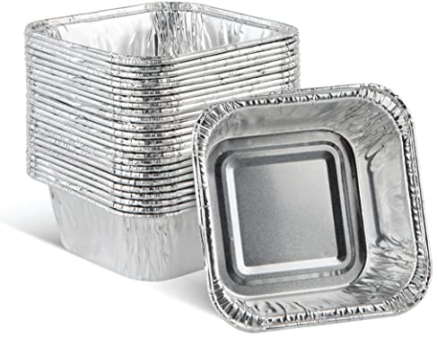 PLASTICPRO ''Disposable'' Mini Size 3'' X 3 X 2'' Inch Square Aluminum Tin Foil Baking Pans Bakeware - Cookware Perfect for Baking Cakes,Brownies,Bread, Meatloaf, Lasagna, Pack of 25