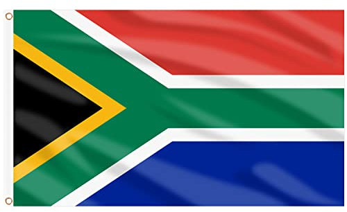AhfuLife Grande Drapeau Sud-Africain 90×150cm, 1Pcs Drapeau de Afrique du Sud Double Face avec œillets en Laiton en Polyester pour Décoration Jardin Bar Coupe du Monde Football Match Fête Nationale