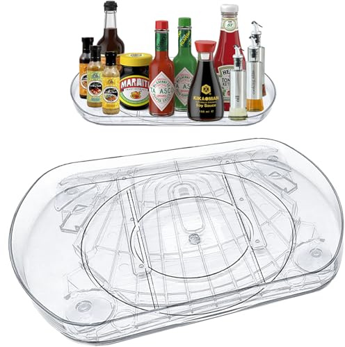 LANMOU Drehteller Kühlschrank, Rechteckig, 360° Drehbar, 40 x 28 cm