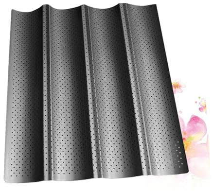 ABOOFAN Non-Stick Baking Tray with Air Holes Heat- Black Bread for Home Kitchen 4-Cavity Design