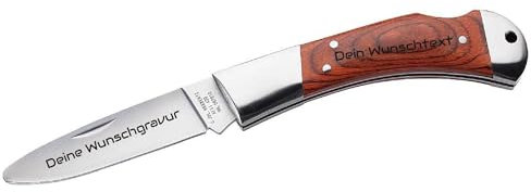 Herbertz Kinder-Taschenmesser mit Holzgriff | persönliche Gravur | vorne abgerundete Spitze | rostfrei | Pakkaholz