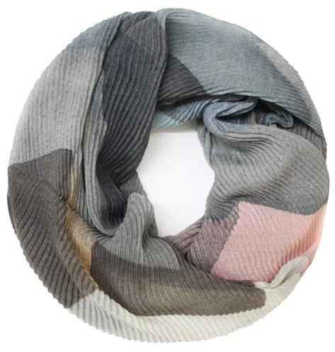 GLAMEXX24 Foulard Loop per Donna, Sciarpa a Tubo Arricciata, Sciarpa Calda e Morbida, Motivi Astratti, Tessuto Crinkle Leggero