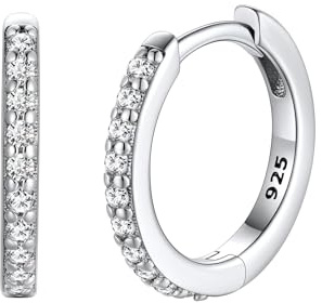 FaithHeart Strass Orecchini Argento S925 10mm Orecchini a Cerchio Oro con Strass Zirconi Orecchini Minimalisti