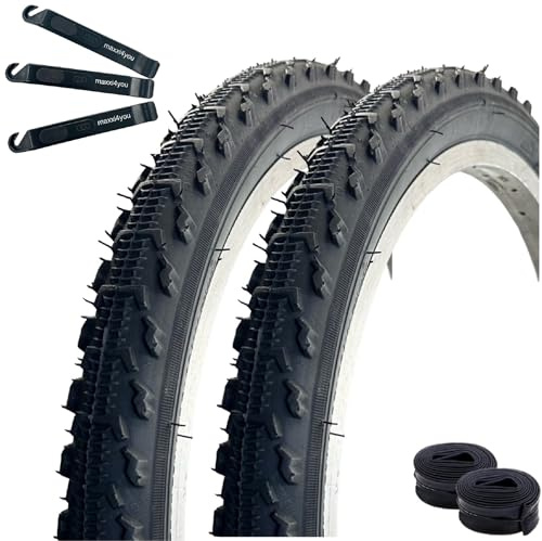 2 x VEE Rubber V185 20 Fahrradreifen Schwarz 50-406 (20 x 1.95) + 2 x passende Schläuche AV inkl. maxxi4you Reifenheber