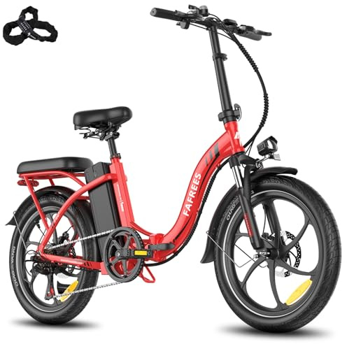 2025 Fatbike F20+ Ebike Bicicleta plegable de 20 pulgadas con batería de 36 V 20 Ah [oficial] mujer bicicleta eléctrica hombre 250 W, bicicleta Fatbike para adultos 140 kg, E Mountain Bike 20° (rojo)