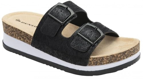 Dunlop Fern Open-Toe Mule Sandals (Black, UK Footwear Size System, Adult, Women, Numeric, Medium, 6)