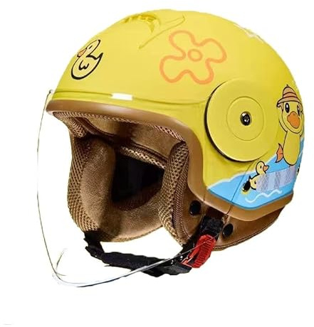 Kids Motorcycle Half Helmet for 2-14 Years Old, Cute Youth 3/4 Open Face Helmet with Visor, Toddler Vintage Moped V Skateboard Go-Kart ATV Half Shell Helmet DOT Approved(C)