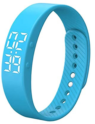 NUOBESTY Orologio Intelligente LED Cinturino in Silicone Regolabile Blu Monitoraggio Distanza e Calorie per Sport e Fitness