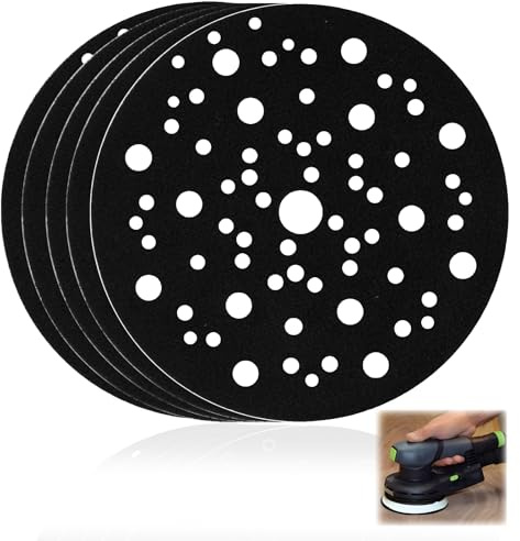 5 Piezas Almohadilla Protectora 150 mm 70 agujeros para Lijadora Orbital, Almohadilla Proteger los discos de lijado, Protección Adhesiva para Base de Lijado, Protectores de plato lijadoras (5pcs)