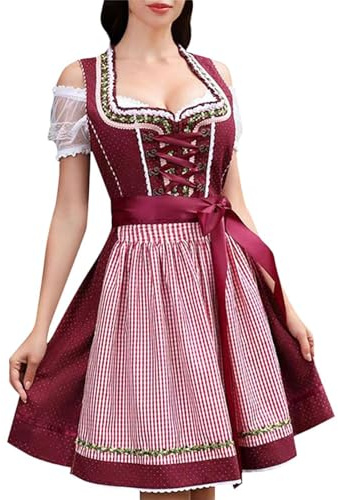 Oktoberfest-kostymer för kvinnor, tyska dirndl-klänningar, traditionella bayerska kostymer, ölflicka, hembiträde, rutig förkläde, fin klänning, karneval, halloween, fest, cosplay, rolllek, rutig
