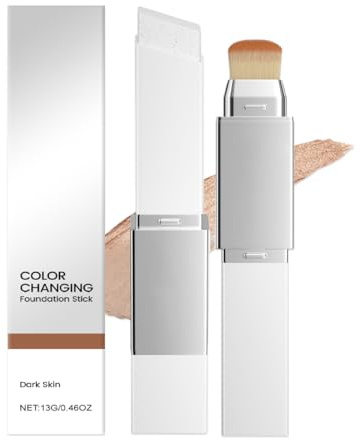 AYVRUOP Farbwechselnder Foundation-Stick, 2-in-1 Mehrzweck-Cover-Creme-Foundation-Make-up mit Pinsel, wasserfest, langanhaltend und schweißresistent, für alle Hauttypen（Dunkle Hautfarbe）