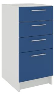JD Greta Fixed Height 400mm Kitchen Drawer Base Cabinet Floor Unit (Without Worktop) – Navy Matt