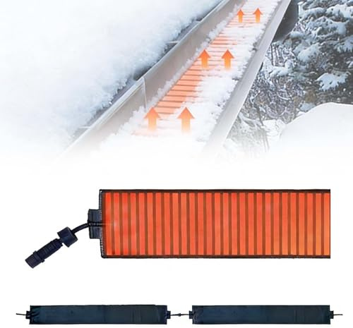 Outdoor Gutter Heating Mats for Snow Melting, Flexible Roof De-Icing Mats, DIY Installation to Prevent Ice Dams and Pipe Clogs, 4.7 x 299.2 Inches