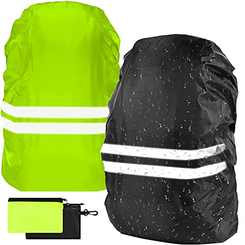 flintronic Housse de Sac à Dos, 2 Packs Couverture Anti-Pluie Impérmeabile, Housse de Protection Réfléchissante Étanche Anti-Poussière Résistant à l'abrasion pour Camping Randonnée Voyage Cyclisme