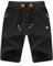 ZOXOZ Kurze Hosen Herren Shorts Sommer Jogginghose Kurz Baumwolle Gym Sweat Sport Fitness Shorts mit Reißverschluss Elastische Taille Schwarz XL