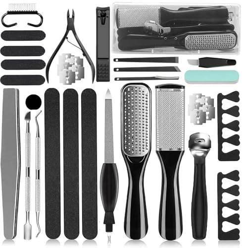 Kit de pédicure 36 en 1, outils de pédicure professionnels Râpe à pied pour enlever les peaux mortes pour la maison et les soins de salon
